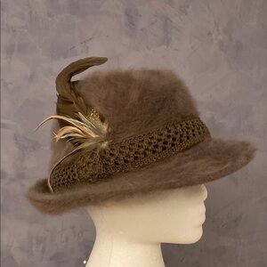 Vintage Brown Feathered Hat